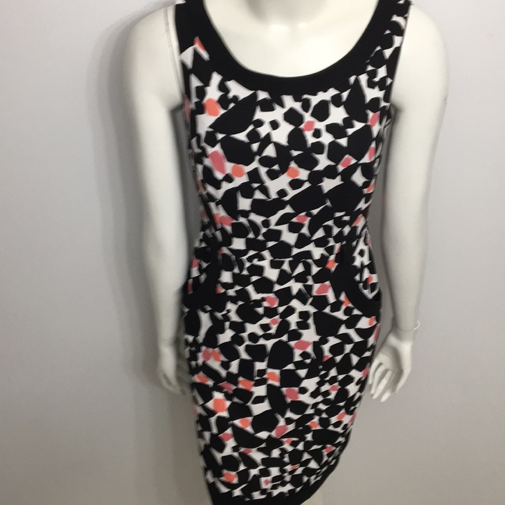 2/$25 Cleo Black White Printed Zipper Back Dress 4
